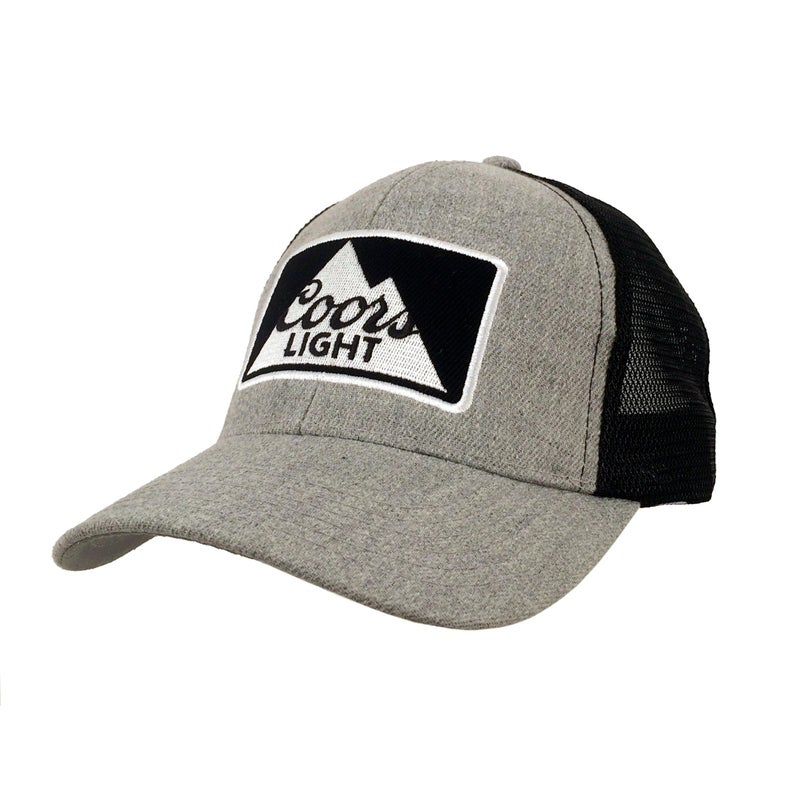 Tee Luv Coors Light Hat - Mesh Back Coors Beer Trucker Style Cap (Grey and Black) - Image 1